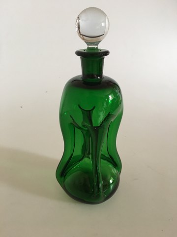 Holmegaard / Kastrup Glasværk Kluk Kluk Karaffel i Flaskegrøn farve med prop i 
klart glas