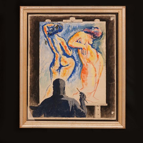 Sven Brasch, 1886-1970, water color. Visible size: 
55x45cm. With frame: 62x52cm
