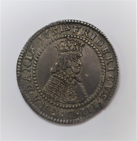 Danmark. Frederik lll. Sølvmønt. 1 krone 1651. Flot mønt