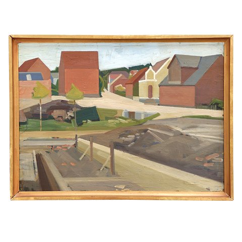 Erik Raadal, 1905-41, oil on plate. Landscape. 
Visible size: 44x61cm. With frame: 49x66cm