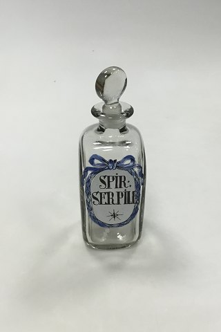 Holmegaard  Apotekerflasken, krukke med tekst SPIR SERPILL fra 1990
