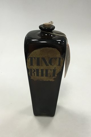 Holmegaard  Apotekerflasken, krukke med tekst TINCT RHEI fra 1983