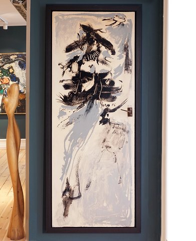 Asger Jorn, 1914-73, Mitglied der COBRA-Gruppe. 
Komposition gemalt an einer Tür des Freundespaares 
Alistair & Julia Lawson, England. Signiert Jorn 
65. Lichtmasse: 197x75cm. Mit Rahmen: 210x88cm