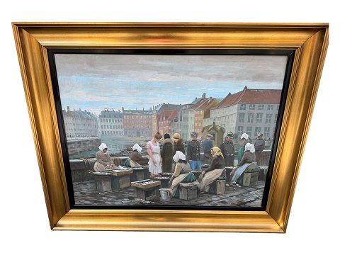 Søren Christian Bjulf
Stort maleri med Gammel Strand med fiskerkoner, politibetjent, tjenestepige og 
soldat