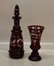 Red Crystal Vase and flask with stopper Bohemian glass