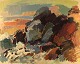 Gustaf Höglund (1910-1994). Swedish artist. "Brittany". Modernist rock 
landscape. Dated 1966.
