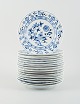 Tolv antikke Meissen Løgmønstret middagstallerkener i håndmalet porcelæn. Sent 
1800-tallet.