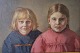 Klosterkælderen 
præsenterer: 
Helga 
Ancher: Maleri 
Olie på lærred. 
To piger i blå 
og rød kjole 
Signeret H.A. 
ca ...