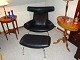 Osted Antik presents: Oxchair with stool model AP 46 in black leather with steel legs is like new 5000 m2 ...