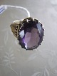 Annie's Antique & Deco præsenterer: Amatyst ring af forgyldt sølv - Størrelse 62 -