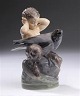 Royal Copenhagen 'Faun med krage', figur af porcelæn, nr. 2113, formgivet af Chr. Thomsen i ...