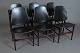 Roxy Klassik præsenterer: Arne Vodder.6 spisestuestole.Originalt sort læder/ palisander.Alm. brugsslitage ...