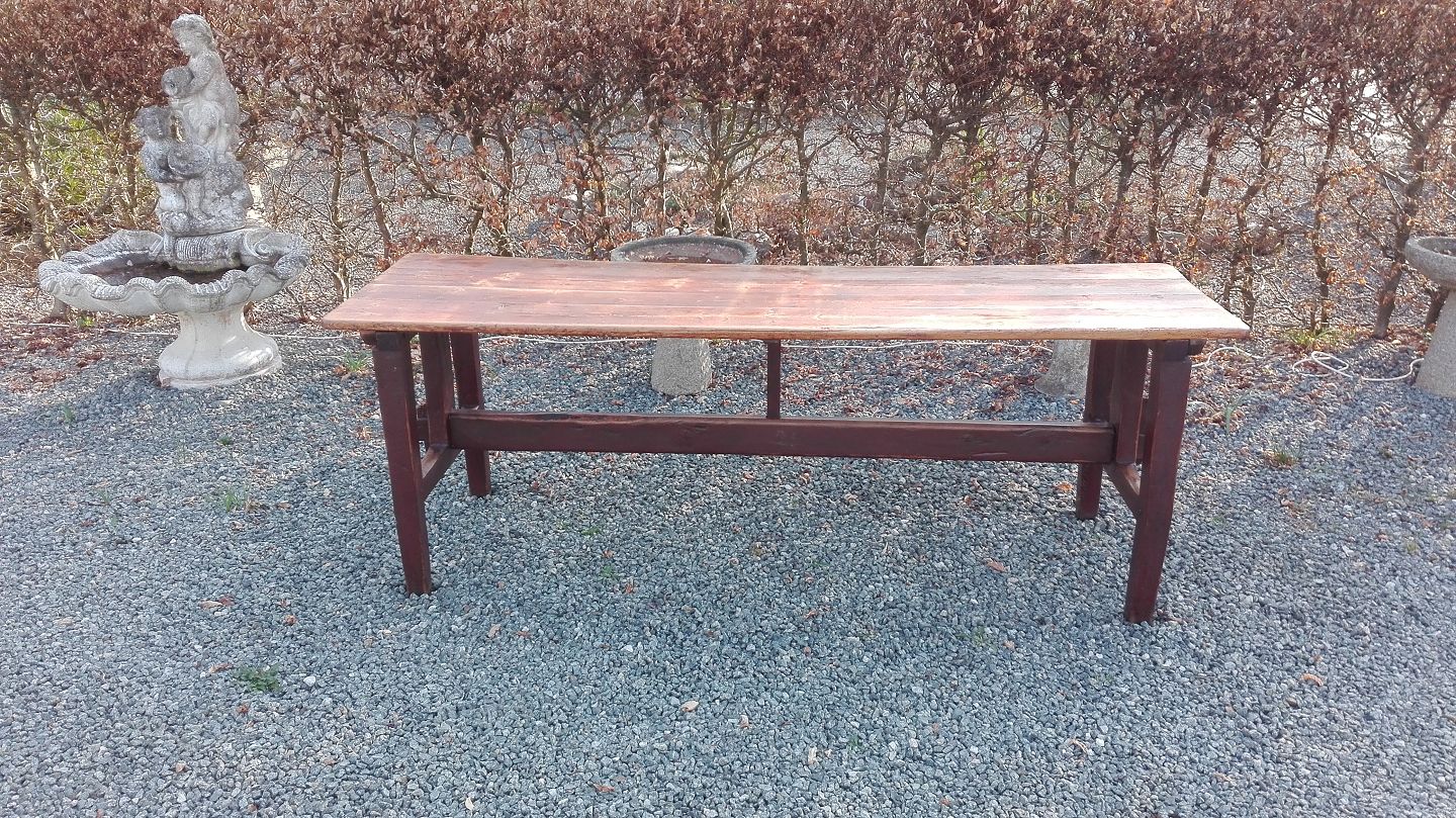 Www.antikvitet.net langbord af eg og fyrretræ længde 214cm. Langbord antik