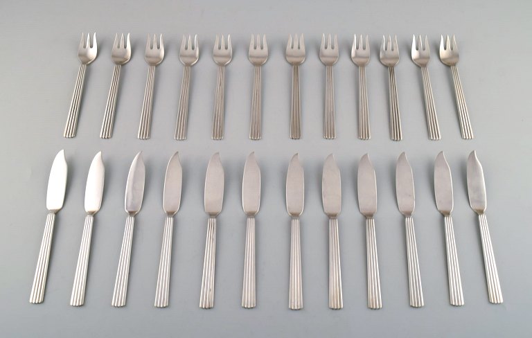 Bernadotte silver cutlery Georg Jensen. Fish cutlery for 12 Pers. 24 parts.