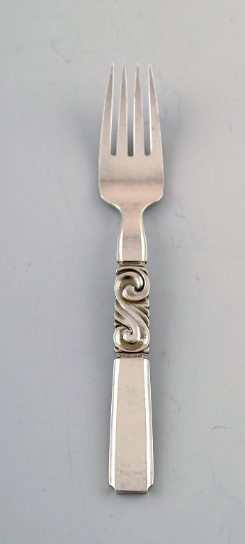 Georg Jensen. Cutlery, Scroll no. 22, hammered Sterling Silver. Lunch fork. 6 
pieces in stock.