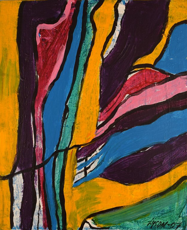 Ivy Lysdal, f 1937. Dansk keramiker og kunstmaler. Akryl på lærred. Abstrakt 
modernistisk maleri. Koloristisk palette. Dateret 2007.
