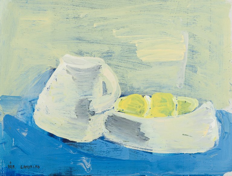 Pär Lindblad (1907-1981), svensk kunstner.
Opstilling med kande og citroner.