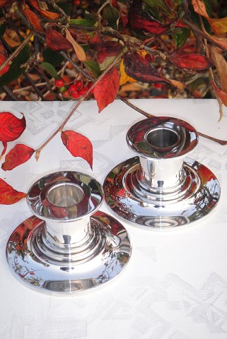 Pair sterling silver candleholder