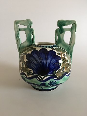 Aluminia Royal Copenhagen Havfrue Vase med blomster og fisk No 414/331  19