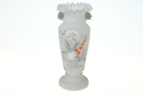 1800 Century Opaline vase, painted with flowers