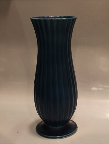 Aluminia kunstfajance 1528 Bremerholm Riflet Blå Vase Thorkild Olsen 1928