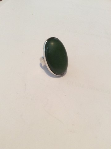 Georg Jensen Sterling Sølv Ring med Grøn Sten No 90B