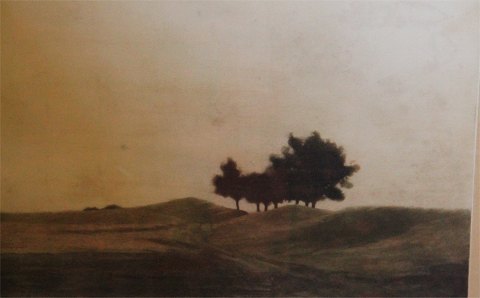 Opus 32. Evening Landscape.   # 13 of 60 numbered colored prints. Plate 
destroyed. 32 x 44.4 cm 1914 (Mezzotint in colors, 1914 (O/S 32) Framed  54 x 65 
cm