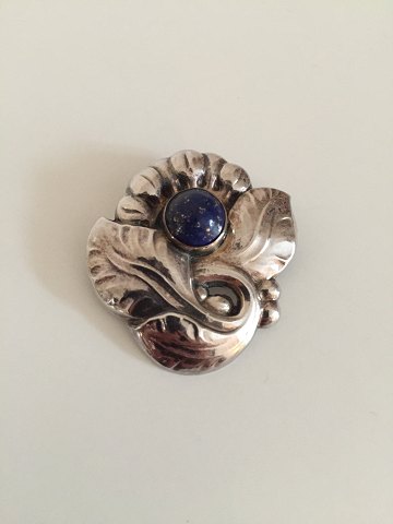 Georg Jensen Sterling Sølv Broche No 71 Prydet med Lapis Lazuli