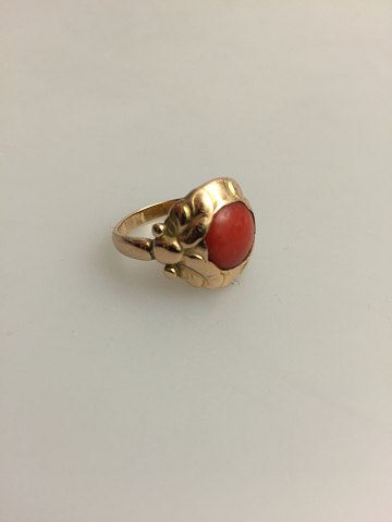 Georg Jensen 14K Guld Ring No 111 med Rød Sten