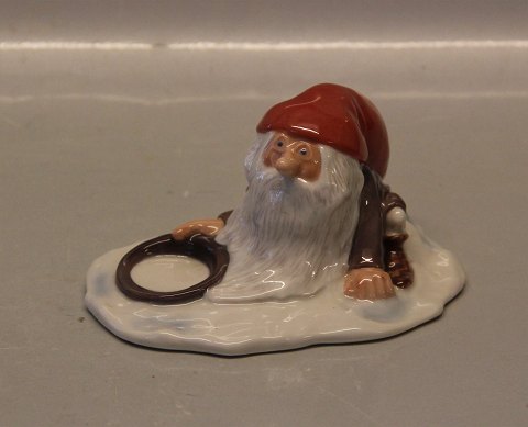 0370 RC Gnome with porridge bowl Harald Wiberg  8 x 13.5 cm Pixie "Tomten",  
Royal Copenhagen figurine