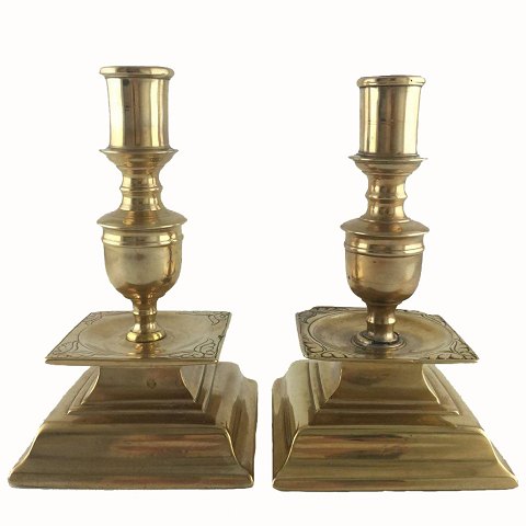 Brass candlesticks, Danish 18th century