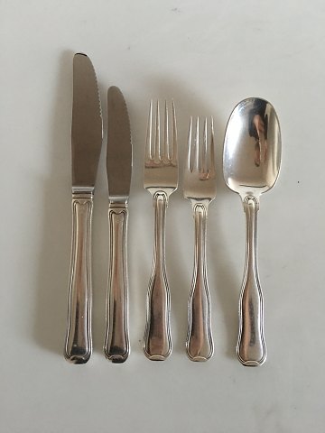 Georg Jensen Sterling Sølv Dobbeltriflet Bestik Sæt til 6 personer. 30 Dele.