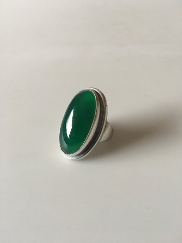 Georg Jensen Sterling Sølv Ring No 46E med Stor Grøn Agat