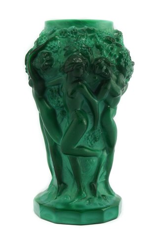 A vase of malachite coloured glass