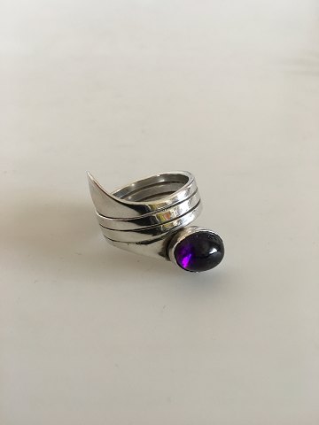 Hans Hansen Sterling Sølv Ring med Amethyst