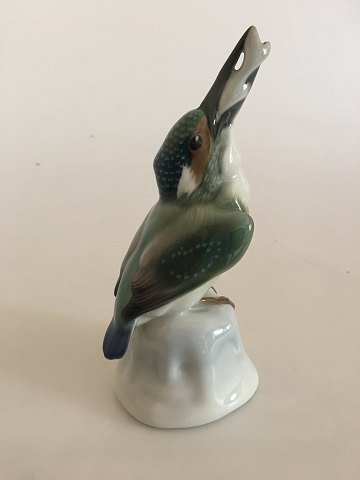 KPM Berlin Porcelæn Figurine No 140/1013 af Isfugl med Fisk i Næbbet.