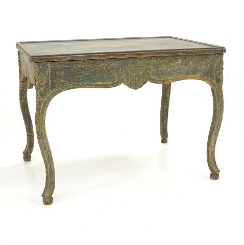 Rococo table in original colors. Sweden circa 
1760. H: 75cm. W: 104cm. D: 69cm