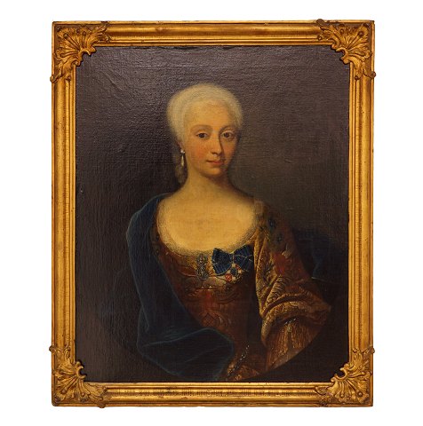 J. S. Wahl tilskr., portræt, olie på lærred, 
forestillende Anne Susanne von der Osten, 1704-73. 
Lysmål: 80x63cm. Med ramme: 89x74cm