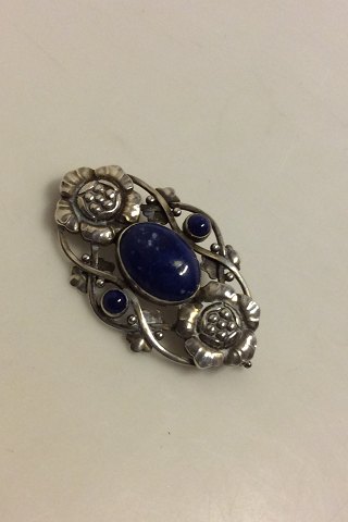 Georg Jensen Sølv Broche med Lapis Lazuli No 89