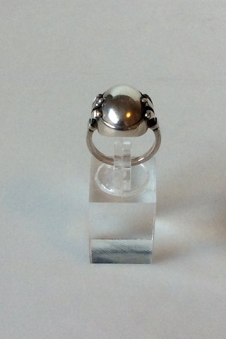 Georg Jensen Sterling Sølv Ring med sølv sten No 51