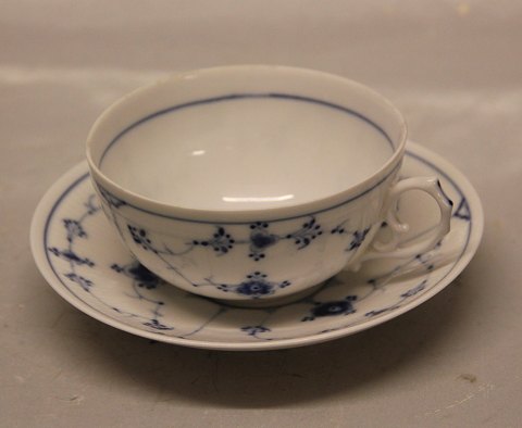 B&G Blue Traditional porcelain ribbed 108? Tea cup 4.7 x 9.8 cm  and saucer 14.5 
cm