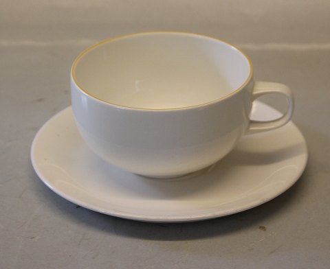 Yellow Royal Copenhagen faience yellow  top green line -4 ALL Seasons 3074 Tea 
cup 6 x 10 cm (081 with saucer 15.5 cm (082)