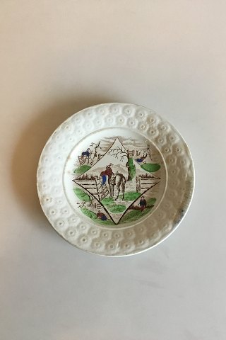 Gammelt Engelsk Staffordshire Tallerken med heste motiv.
