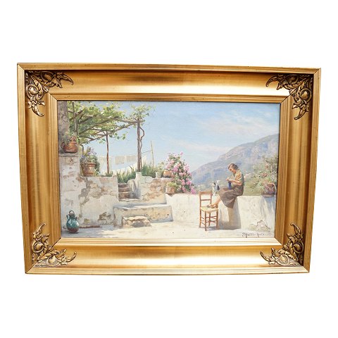 Peder Mønsted; Painting, Motif from Ravello, Oil on canvas