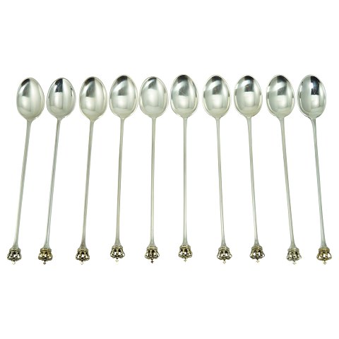 Dansk Krone sølv (Danish crown silver) silver cutlery long tea spoons for 10 
persons