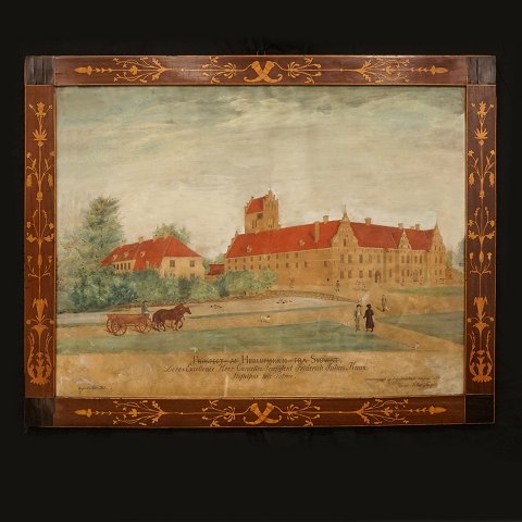 Hans Peter Topp: Akvarel forestillende "Prospect 
af Herlufsholm Fra Sydvest". Dateret 1813. 
Original ramme. Mål: 68x78cm