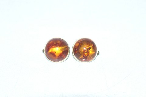 Earrings with amber 14 carat gold