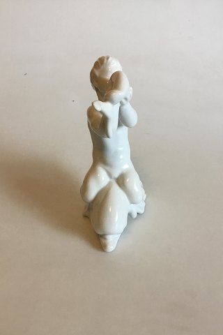 Bing & Grøndahl Blanc de Chine Figur Pige på Ryggen af Delfin No 4061