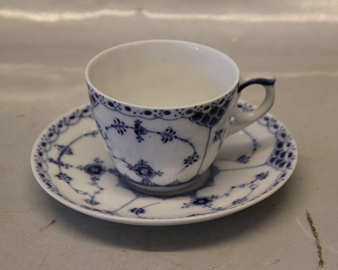 Blue Fluted Danish Porcelain half lace 626-1 Large cup 6,5 x 8 cm & saucer 15 cm
