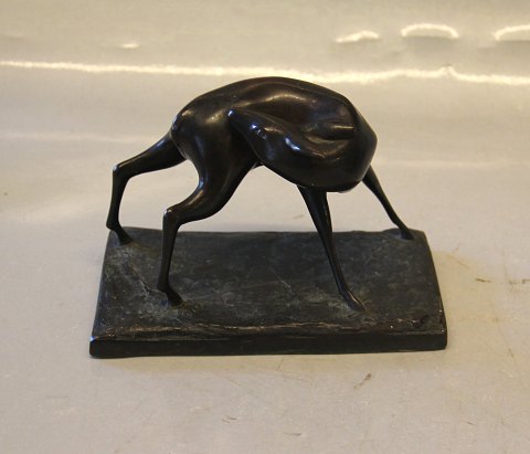 Bronze Antilope 11 x 8 x 14.5 cm på fod Signeret JG